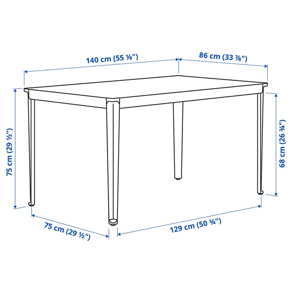 TEGELÖN Table, outdoor, dark grey/black, 140x86 cm