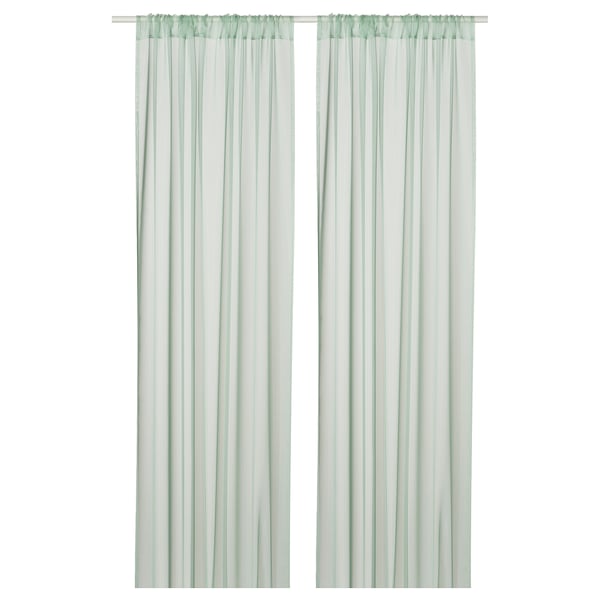 TERESIA Sheer curtains, 1 pair, light green/with rod pocket, 145x250 cm