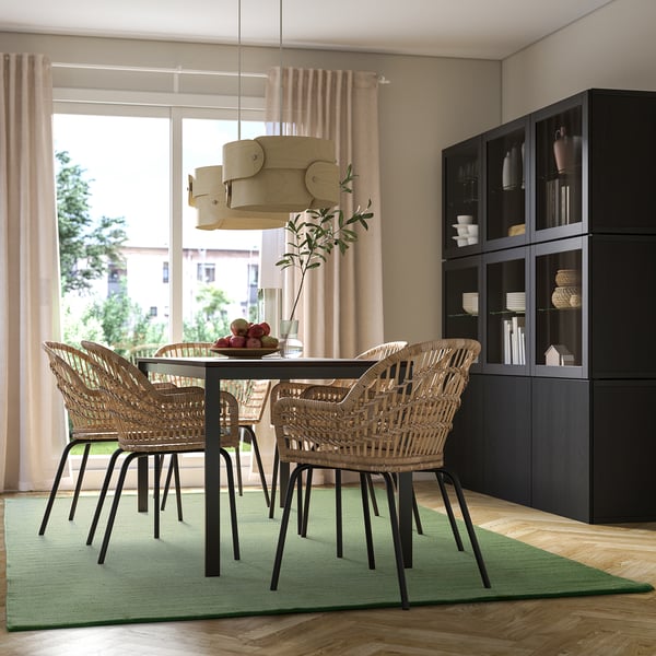TIDTABELL Rug, flatwoven, green, 200x300 cm