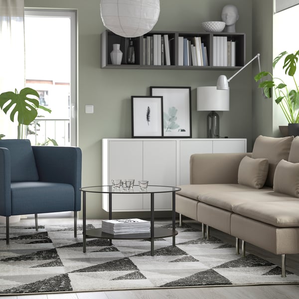 TILLFART rug, low pile, triangle/grey, 200x300 cm IKEA