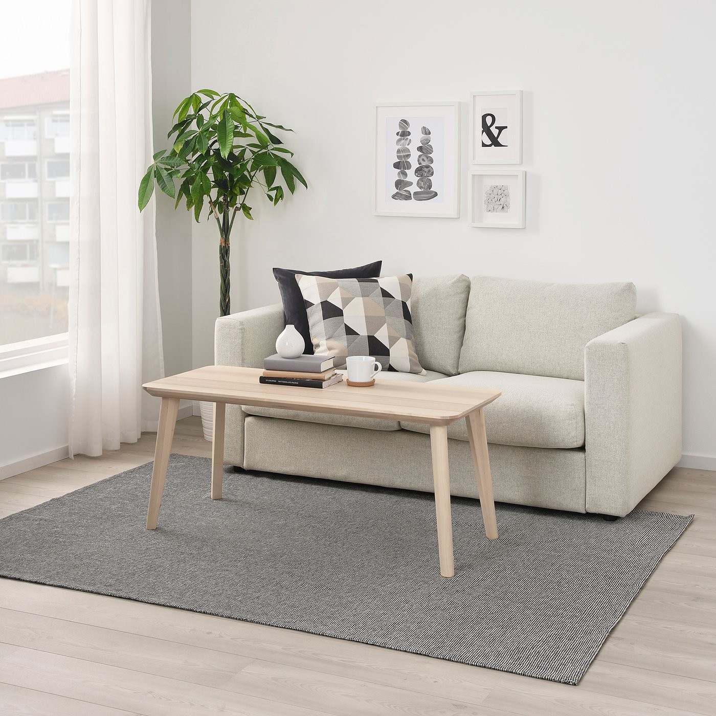 TIPHEDE rug, flatwoven, black/natural, 155x220 cm - IKEA