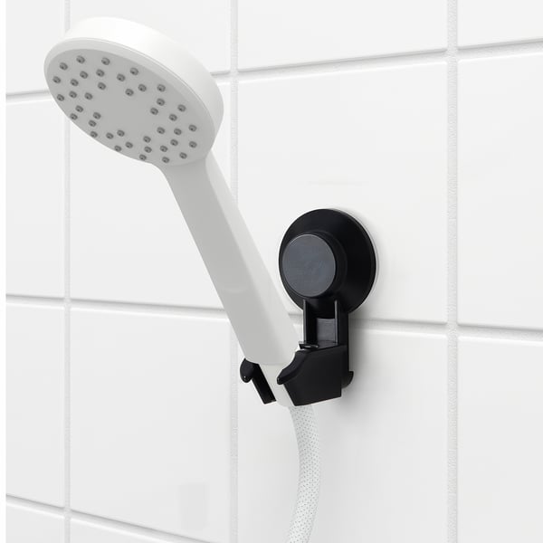 TISKEN hand shower park bracket w suc cup, black IKEA