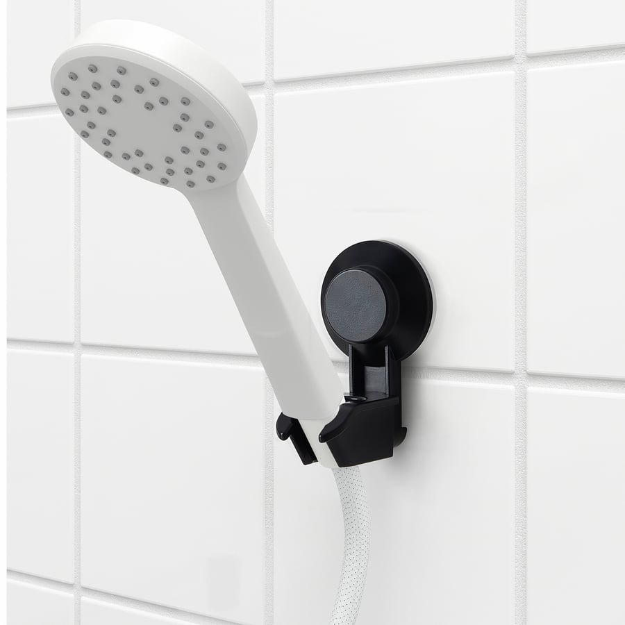 TISKEN hand shower park bracket w suc cup, black IKEA