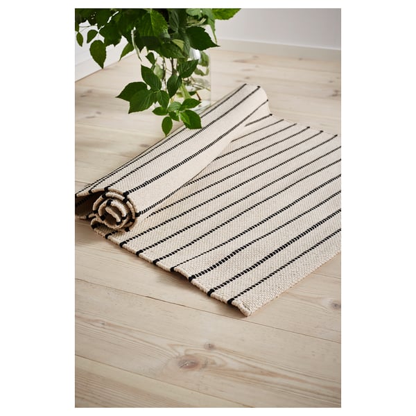 Torslev Rug Flatwoven Stripe White Black Ikea
