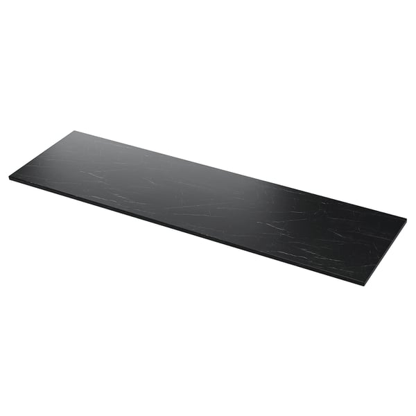 TOLKEN Countertop, black marble effect/foliated board, 182x49 cm