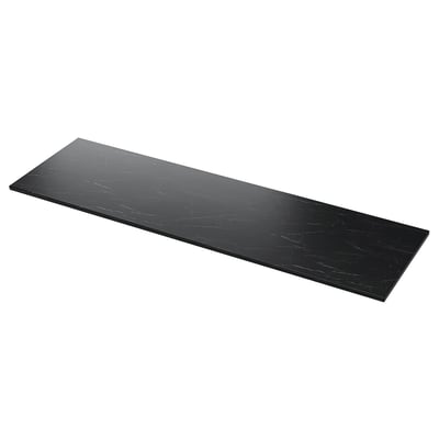 A dark marble-look countertop named TOLKEN, made from fibreboard with a melamine foil finish, rectangular in shape.