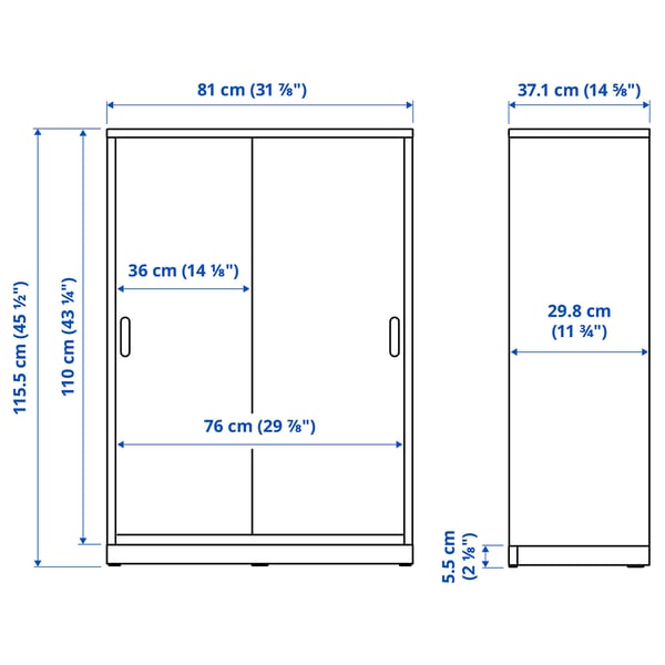TONSTAD Cabinet with sliding doors, off-white, 81x37x116 cm