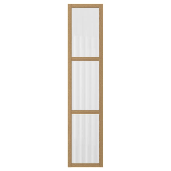 TONSTAD Door with hinges, oak veneer/glass, 50x229 cm