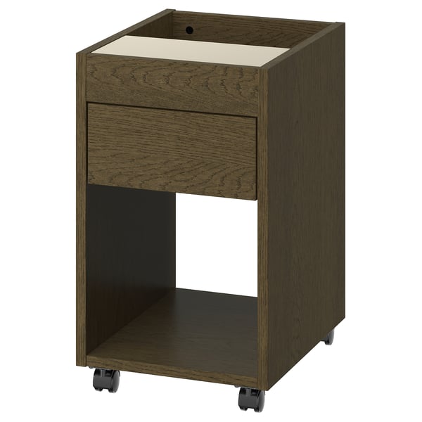 TONSTAD Drawer unit on castors, brown stained oak veneer, 35x60 cm