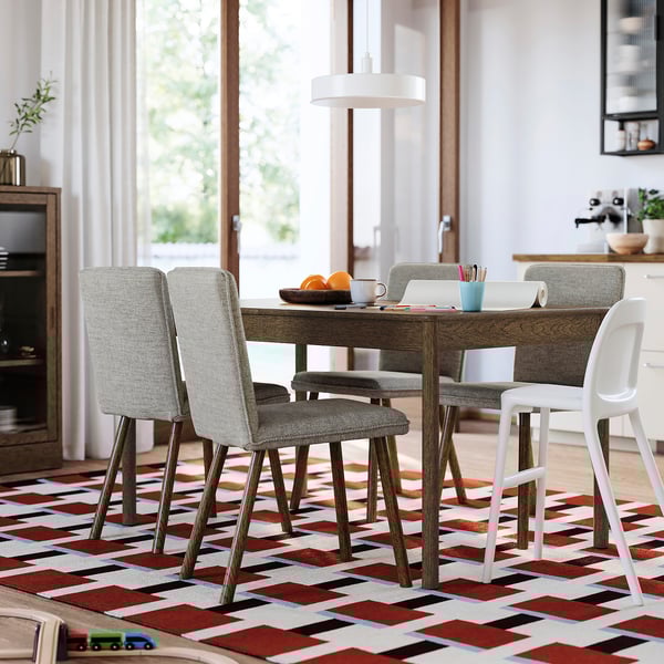 TONSTAD Extendable table, brown stained oak veneer, 140/196x85 cm