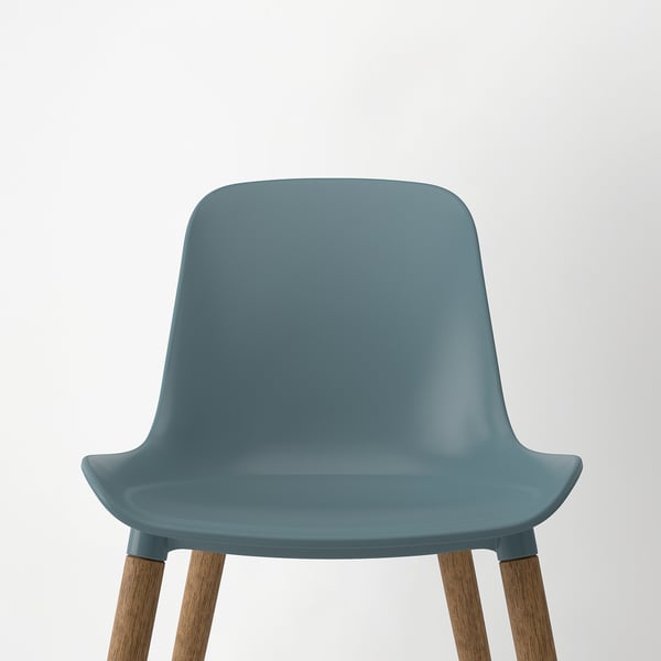 TONSTAD / GRÖNSTA Table and 2 chairs, brown oak veneer/grey-turquoise, 80/120x70 cm