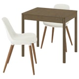 TONSTAD / GRÖNSTA Table and 2 chairs, brown oak veneer/white, 80/120x70 cm