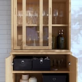 TONSTAD Storage comb w sliding glass doors, oak veneer/clear glass, 82x47x201 cm