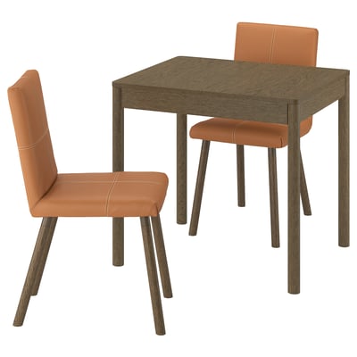 TONSTAD / TONSTAD Table and 2 chairs, brown oak veneer/Bomstad golden brown brown oak effect, 80/120x70 cm