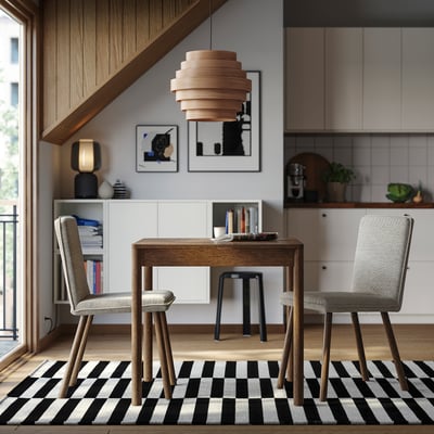 TONSTAD / TONSTAD Table and 2 chairs, brown oak veneer/Viarp beige/brown brown oak effect, 80/120x70 cm