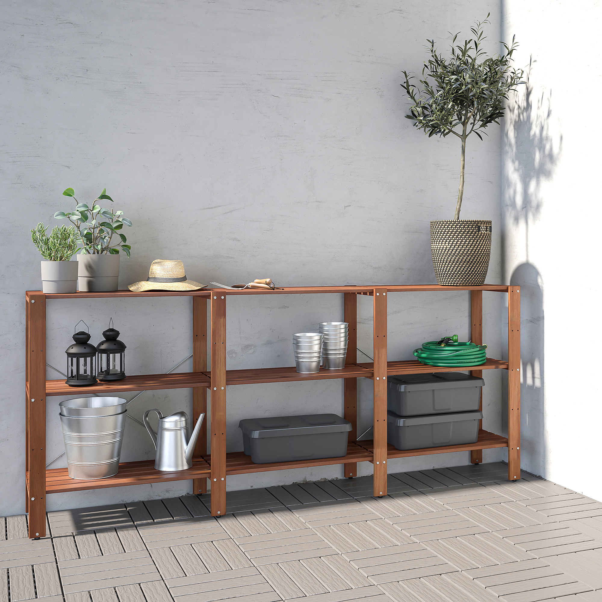TORDH Shelving unit, outdoor - brown stained - IKEA