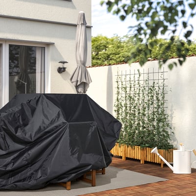 TOSTERÖ Cover for outdoor furniture, table and chairs/black, 190x80 cm