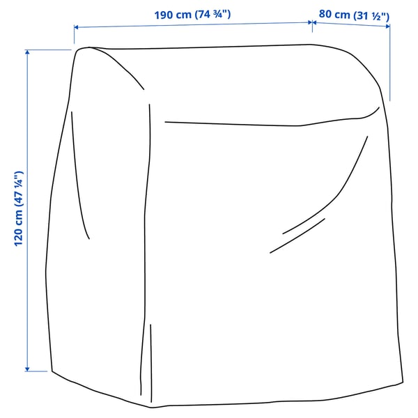 TOSTERÖ cover for outdoor furniture, table and chairs/black, 190x80 cm