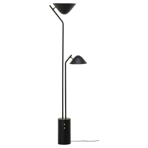 TRÅDNATE Floor uplighter/reading lamp, black, 180 cm
