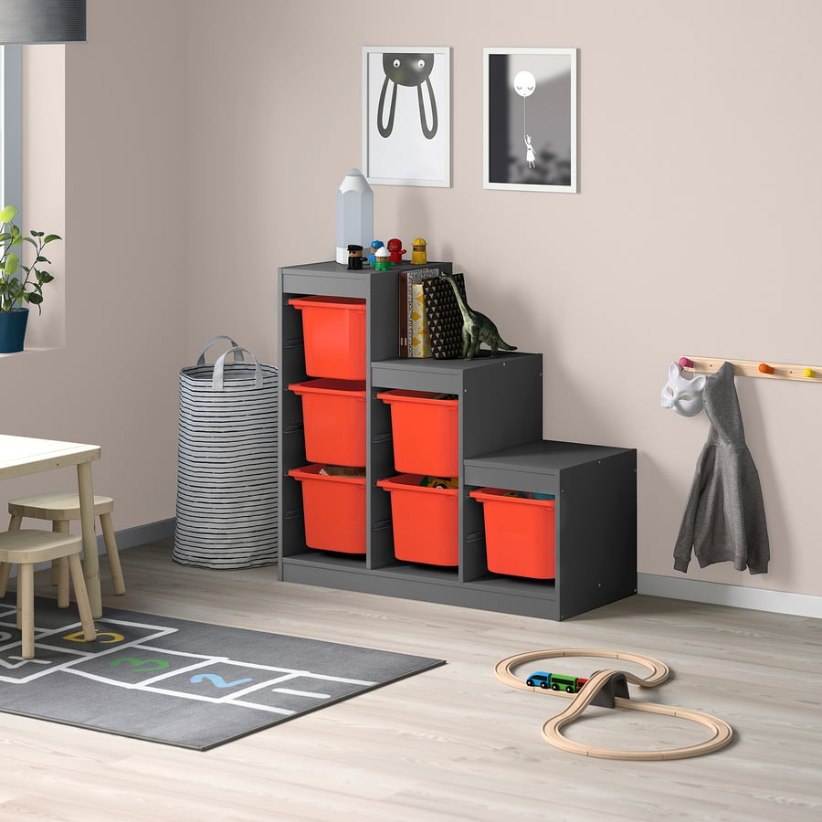 TROFAST storage combination, grey/orange, 99x44x95 cm IKEA