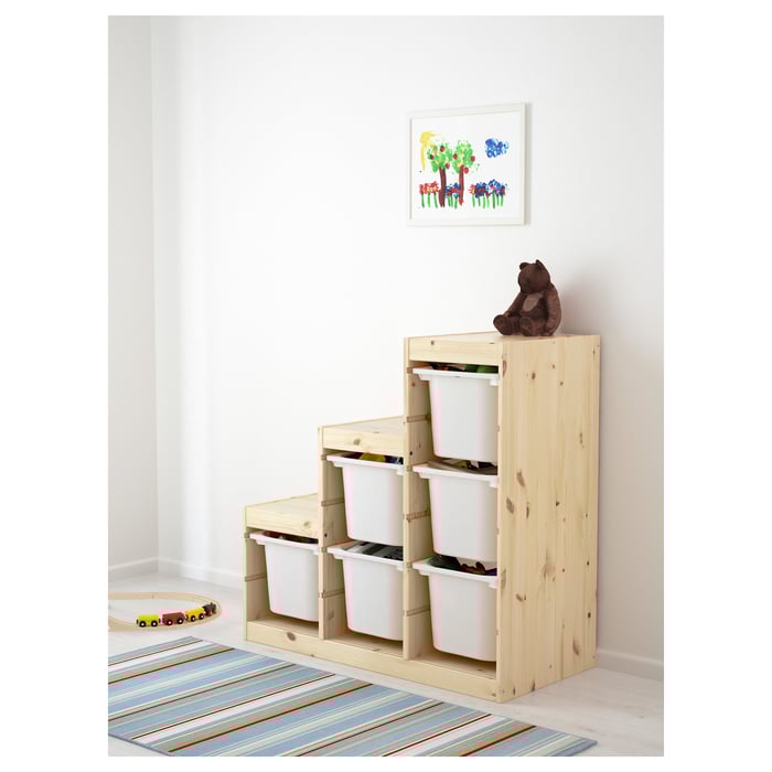TROFAST storage combination, light white stained pine/white, 94x44x91