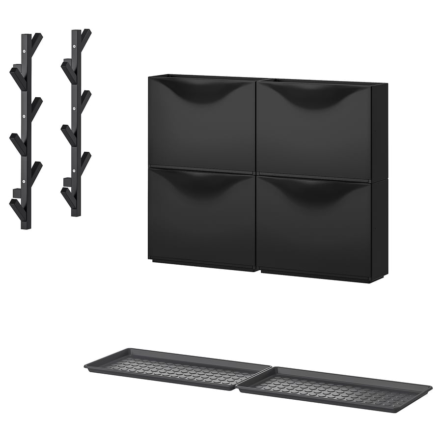TRONES / BAGGMUCK Hallway furniture, set of 6 black/grey IKEA
