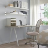 TROTTEN Desk, beige/white, 140x80 cm