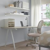 TROTTEN Desk, beige/white, 160x80 cm