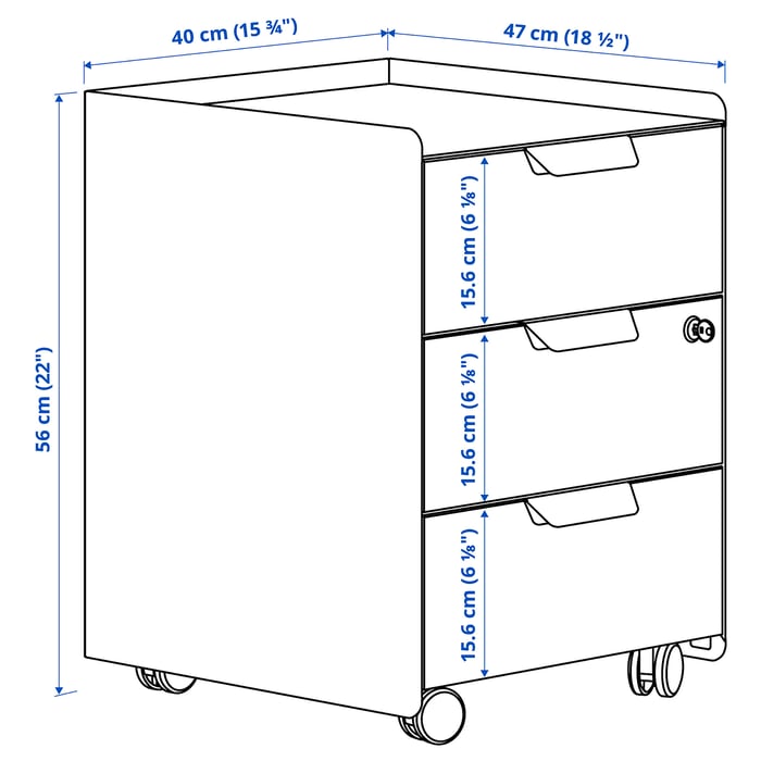TROTTEN drawer unit w 3 drawers on castors, white IKEA