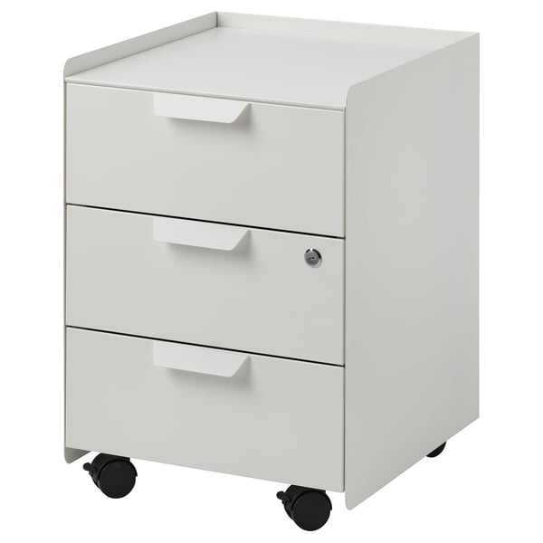TROTTEN Drawer unit w 3 drawers on castors, white