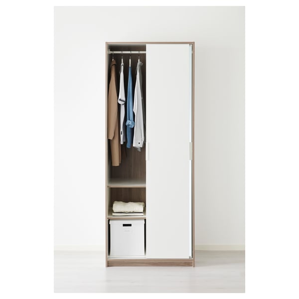 Trysil Wardrobe White Mirror Glass 79x61x202 Cm Ikea
