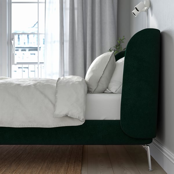 TUFJORD Upholstered bed frame, Djuparp dark green, Queen IKEA