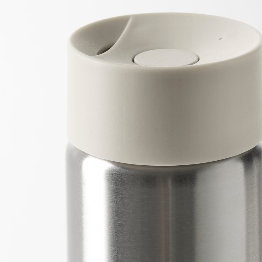UNDERSÖKA insulated travel mug, stainless steel/beige, 0.4 l IKEA