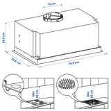 UNDERVERK Built-in extractor hood, stainless steel, 80 cm