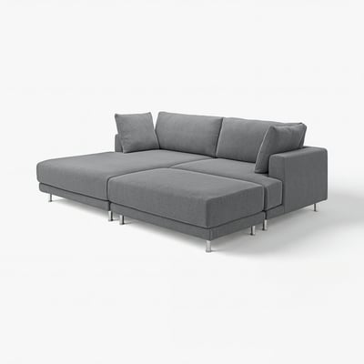 UPPÅKRA sectional sofa, grey, modern, with plush cushions and metal legs.