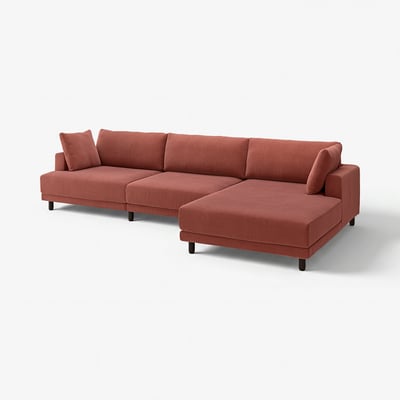 UPPÅKRA sectional sofa, red, crafted from polyester and foam, offers a sink-in comfort with a sleek design.