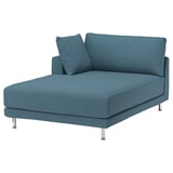 The UPPÅKRAouch in teal. It a modern, low-profile design with plush cushions and sleek metal legs, perfect for lounging.