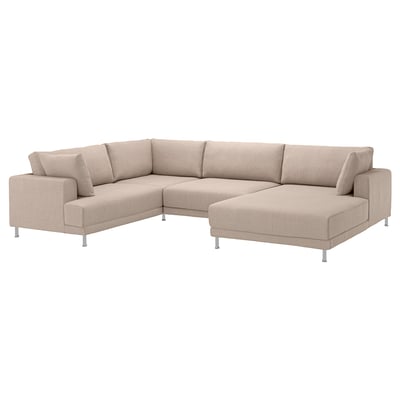 UPPÅKRA U-shaped sofa, 4,5-seat, with chaise longue, right/Samsala grey-beige