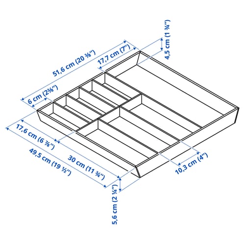UPPDATERA cutlery tray, light bamboo, 52x50 cm IKEA