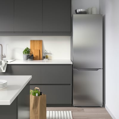 UPPKALLA Fridge/freezer, IKEA 300 freestanding/stainless steel colour, 216/95 l