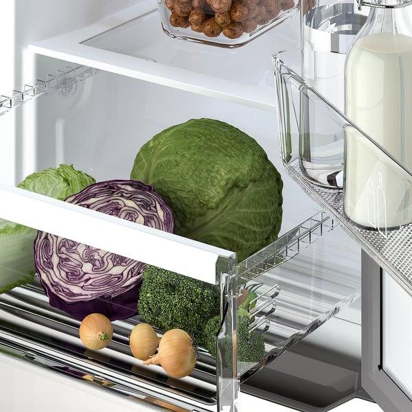 UPPKALLA Fridge/freezer, IKEA 300 freestanding/stainless steel colour, 216/95 l