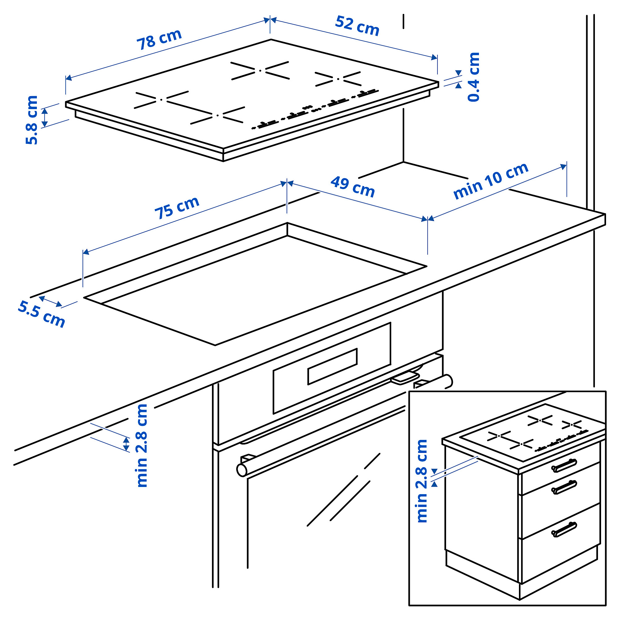 UTNÄMND Induction hob, IKEA 500 black, 78 cm IKEA