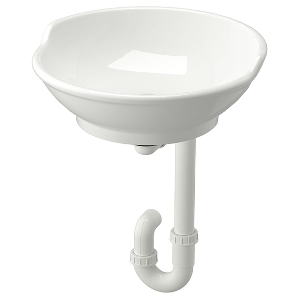 VÄSTERSJÖN Countertop wash-basin w water trap, white, 40x14x9 cm