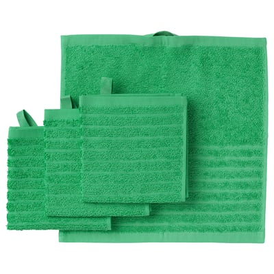 VÅGSJÖN Washcloth, bright green, 30x30 cm