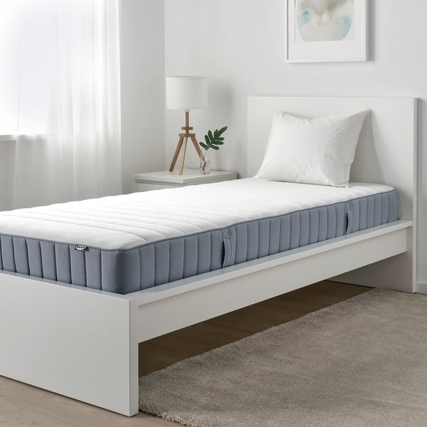 VALEVÅG Pocket sprung mattress, extra firm/light blue, Single