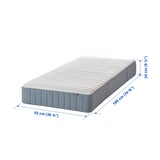 VALEVÅG Pocket sprung mattress, extra firm/light blue, Single