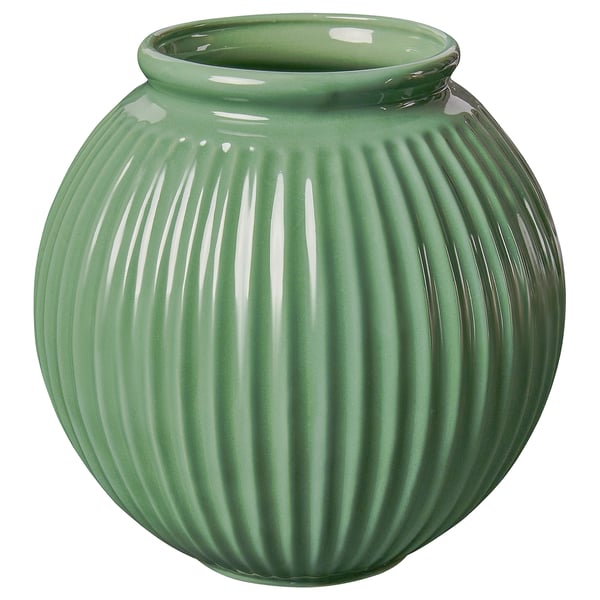 VANLIGEN Vase, green, 18 cm IKEA