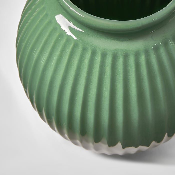 VANLIGEN Vase, green, 18 cm IKEA