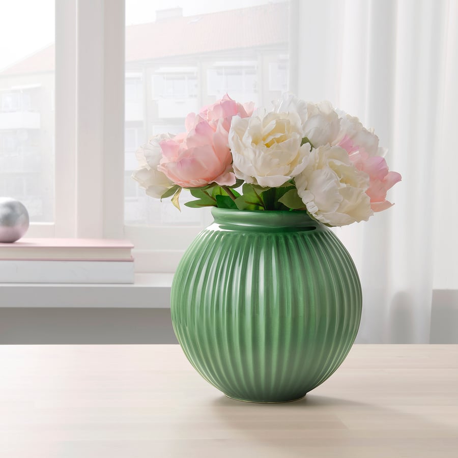 VANLIGEN Vase, green, 18 cm IKEA