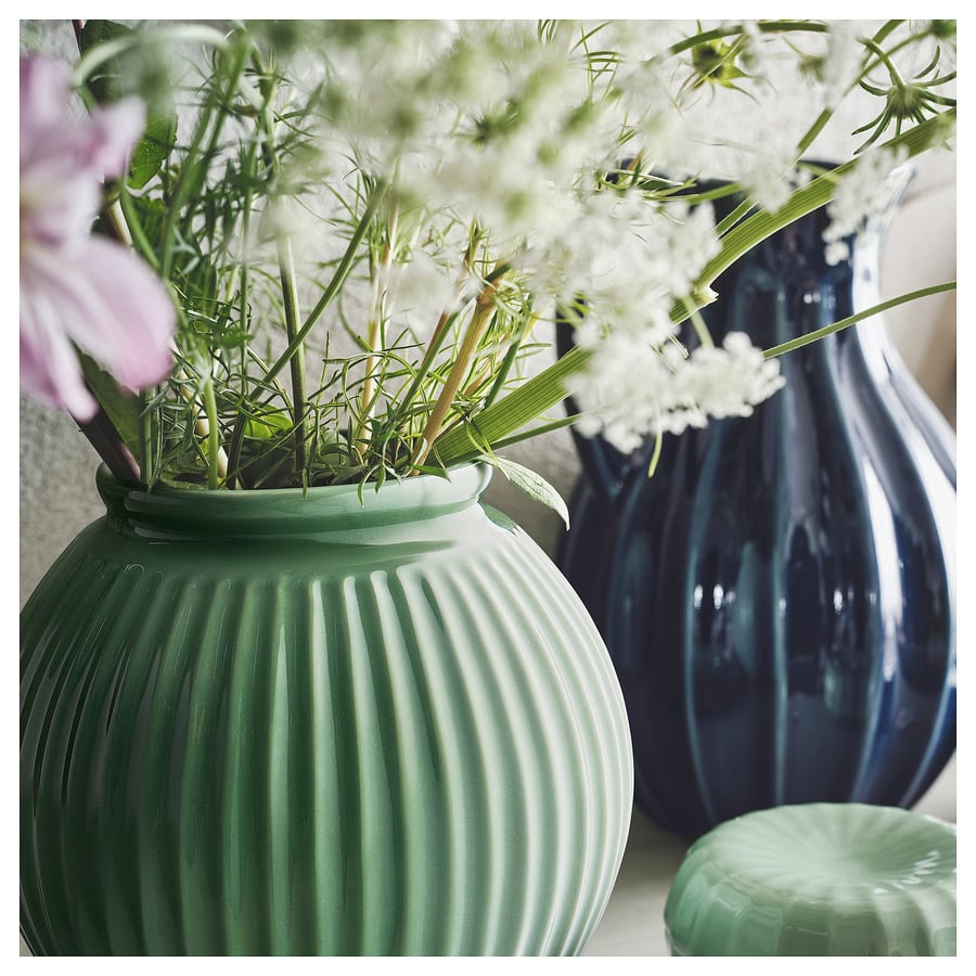 VANLIGEN Vase, green, 18 cm IKEA